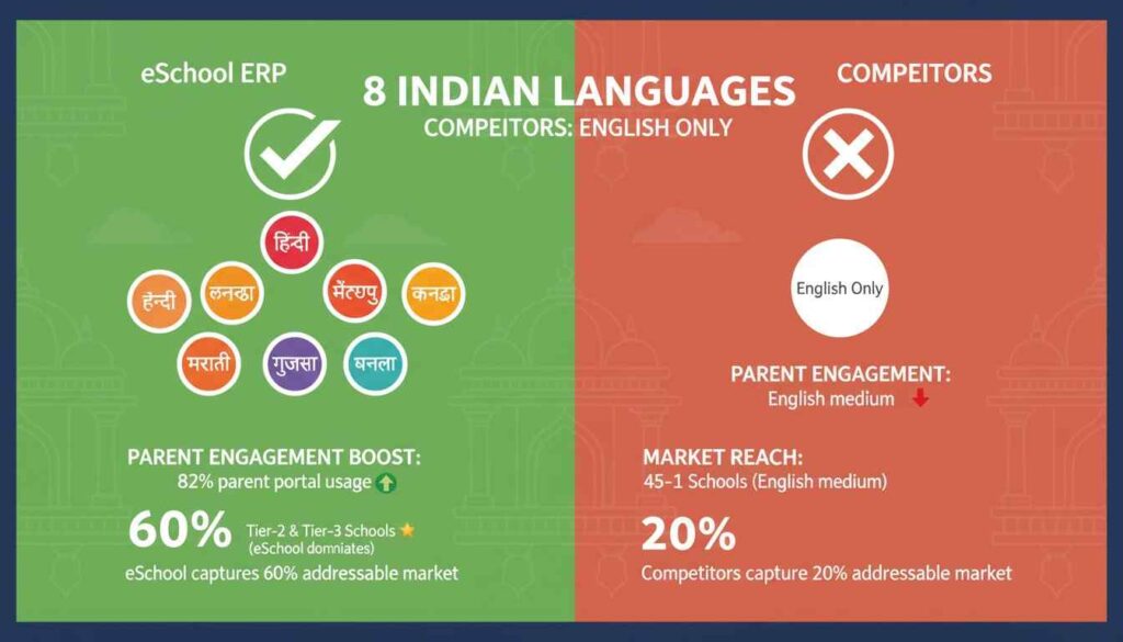 8 Indian Languages (Competitors: English Only)
